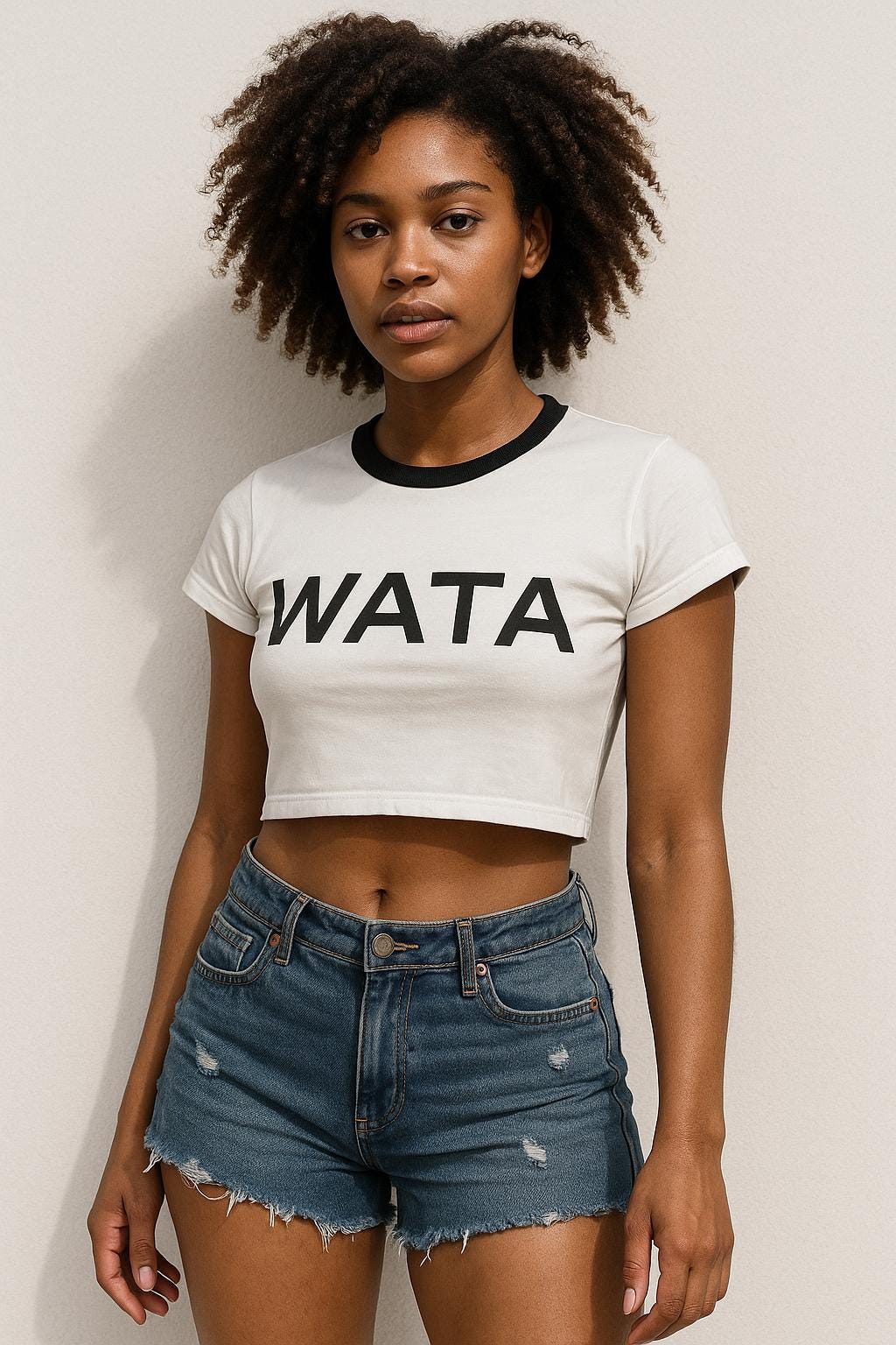 Women's Wata Design Crop Top: Breathable Raglan Tee, Ready to Ship
