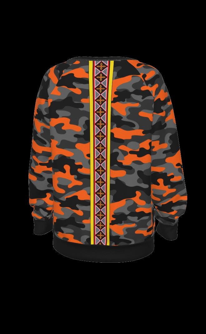 Spiky Bamenda Hat on Camo All-Over Print Women's Raglan Sleeve Sweatshirt