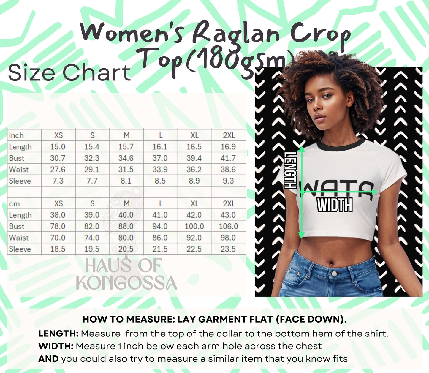 Women's Wata Design Crop Top: Breathable Raglan Tee, Ready to Ship