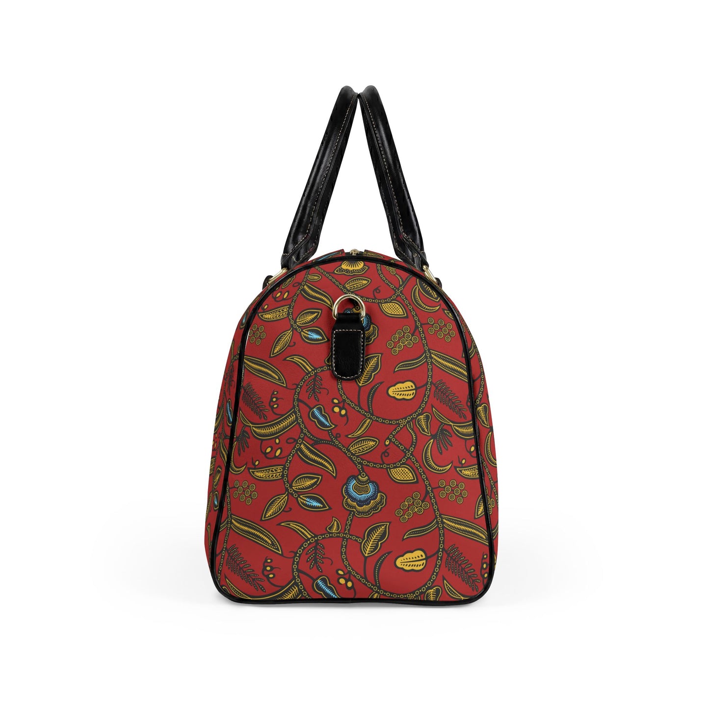 NEW Vegan Leather Red Paisley Ankara print Vegan Leather Travel Bag