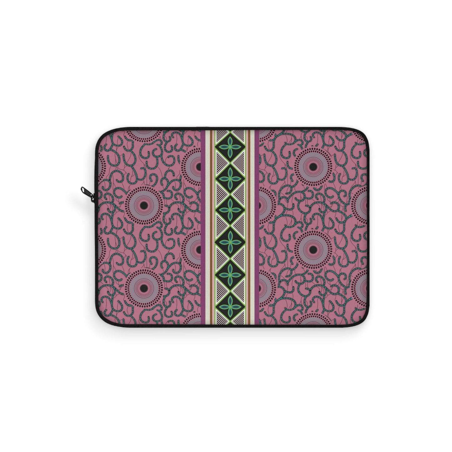 Ankara Pink Swirls with Strip Laptop Sleeve - Front Print, Pro Macbook Air Sleeve