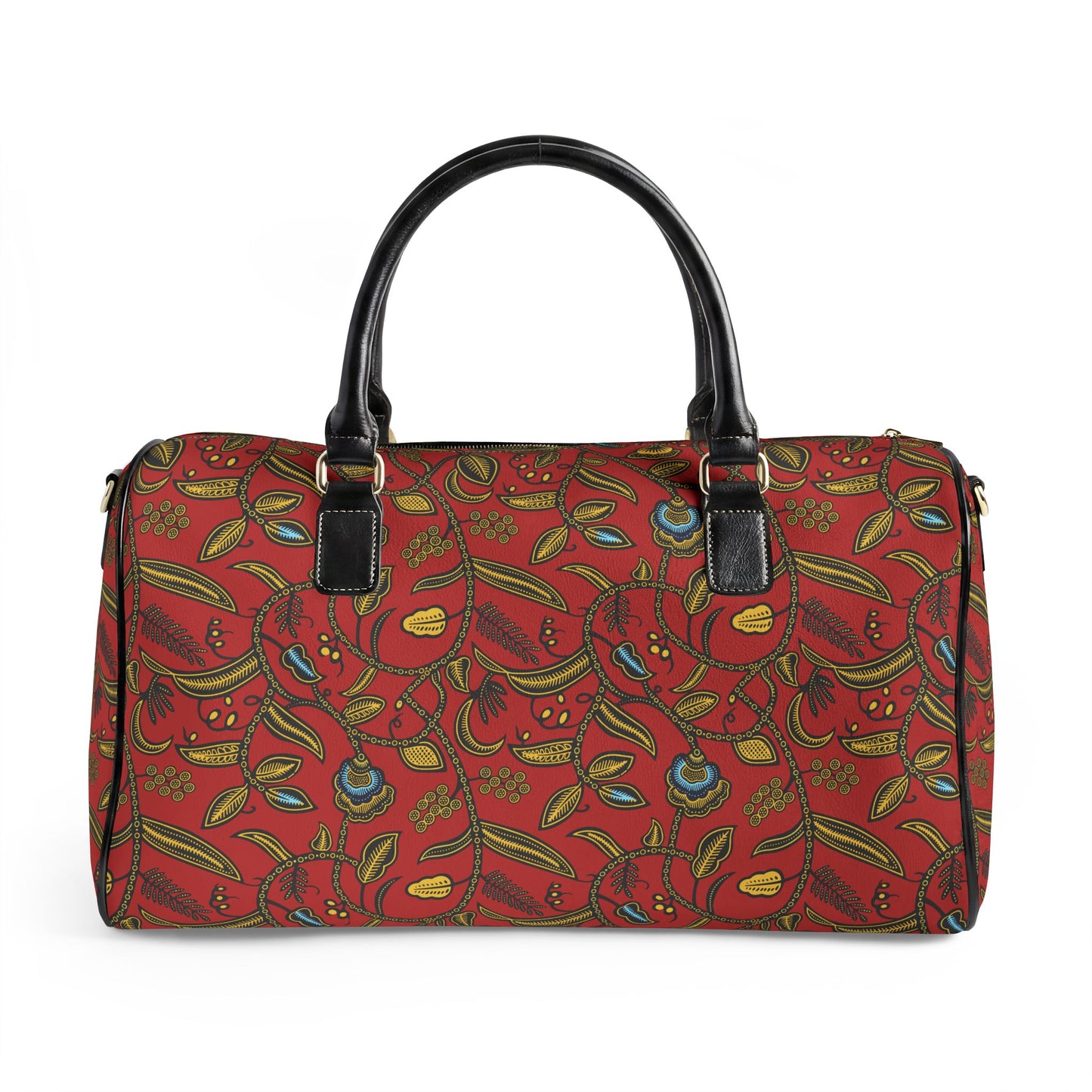 NEW Vegan Leather Red Paisley Ankara print Vegan Leather Travel Bag