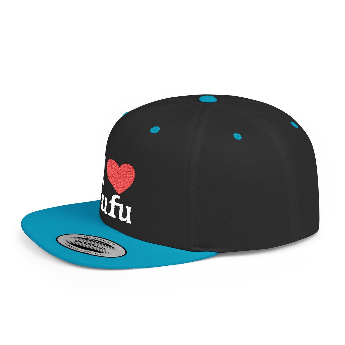I luv FUFU Flat Bill Snapback Hat, Embroidered Adjustable One Size Cap