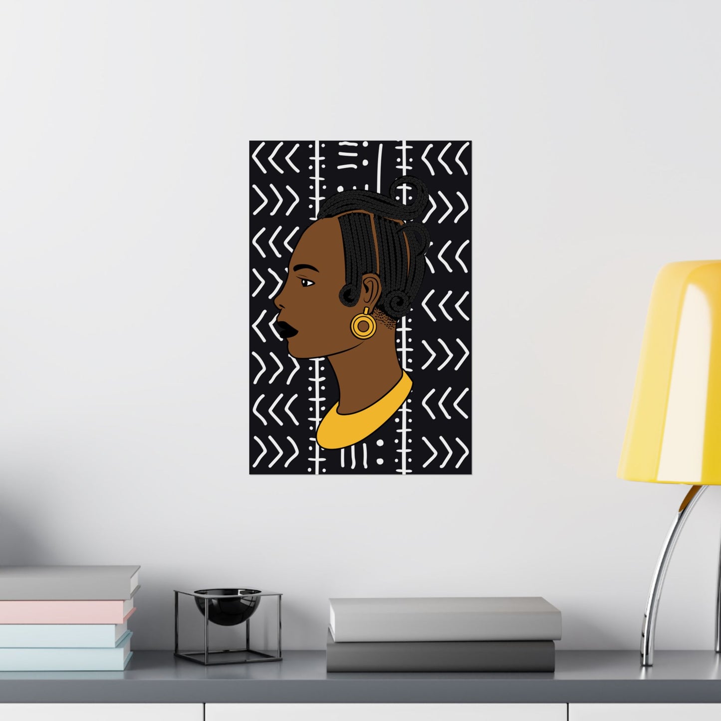 Lady Kongossa on Black Mudcloth Premium Matte Vertical Posters
