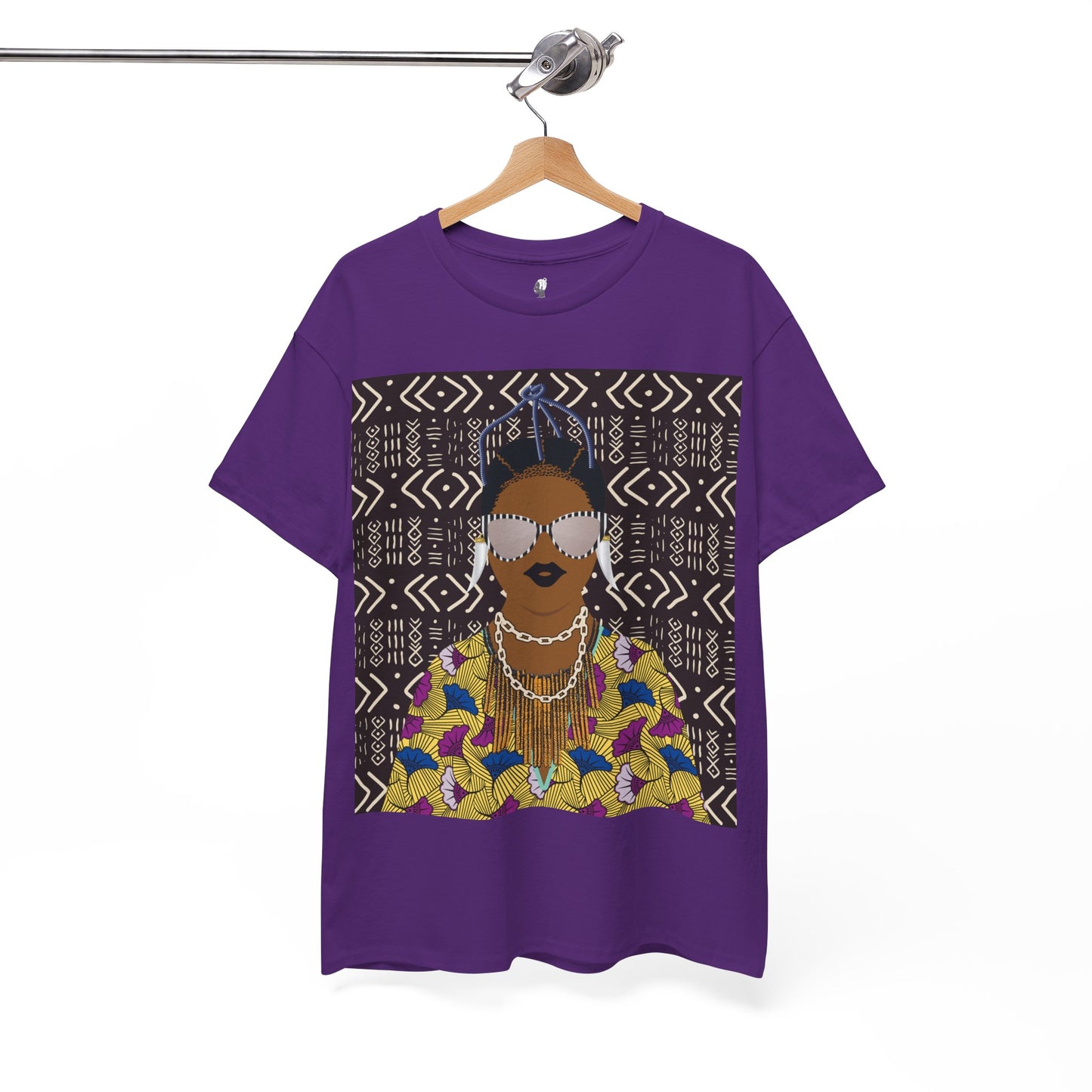 Manyi in Floral on Mudcloth Unisex Heavy Cotton Tee