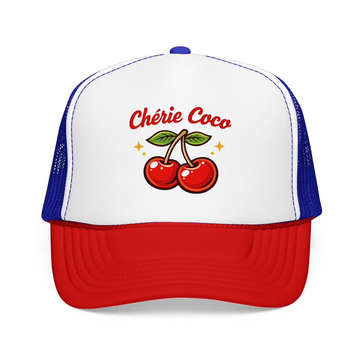 Chérie Coco Trucker hat , Cherry retro script design, Mother's Day Gift