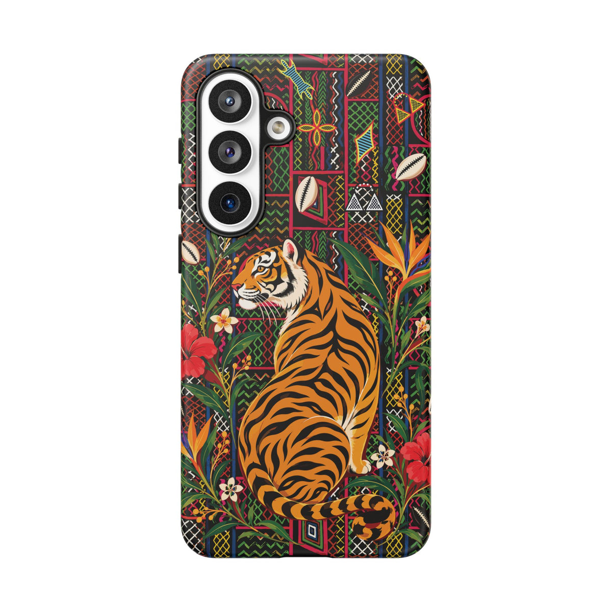 Bengal Tiger & Tropical Blooms Phone Case, African Art Design, Stylish Protective Cover for Samsung and iPhone, Unique Accessory, Gift Idea