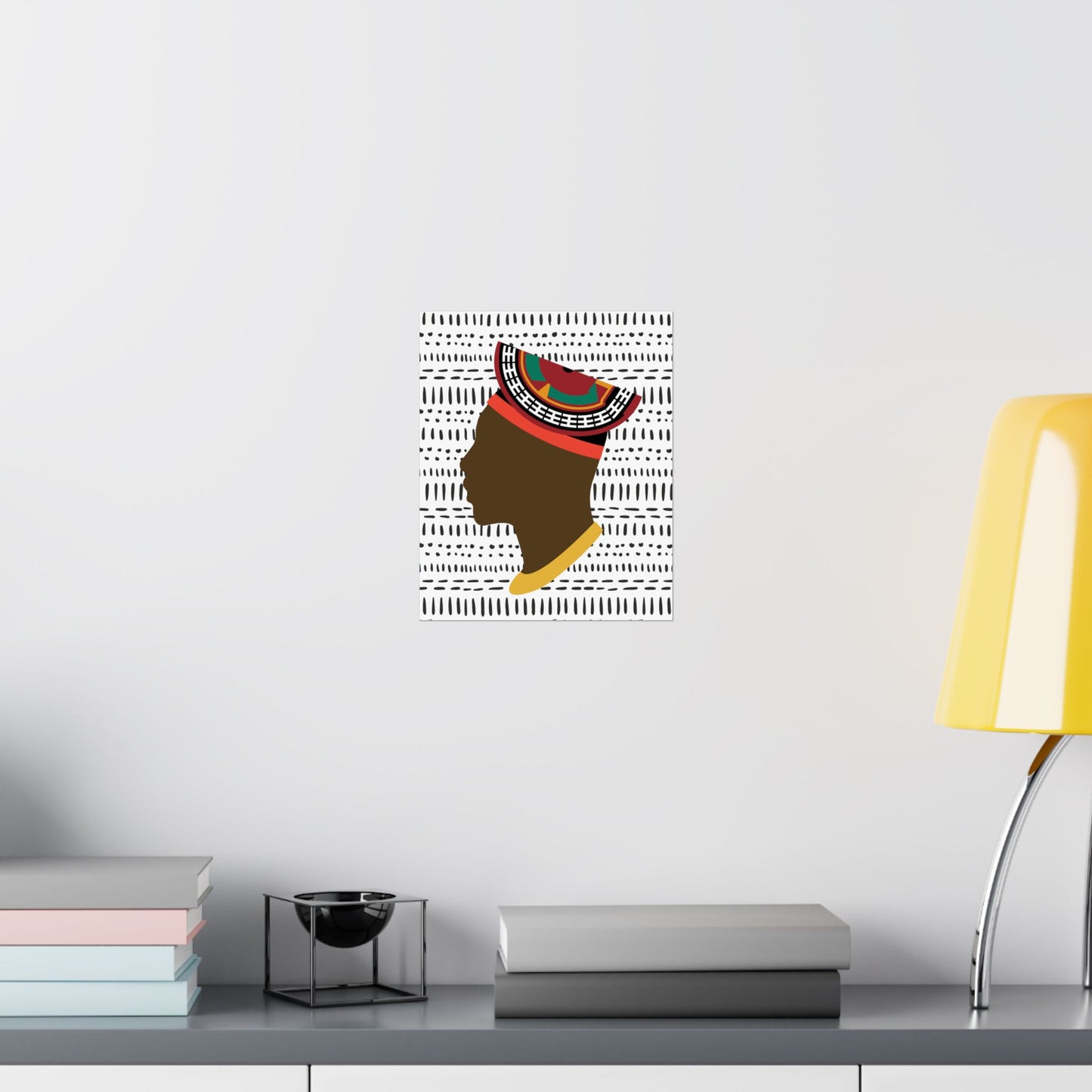 Man in Bamenda Hat White Mudcloth Premium Matte Vertical Posters