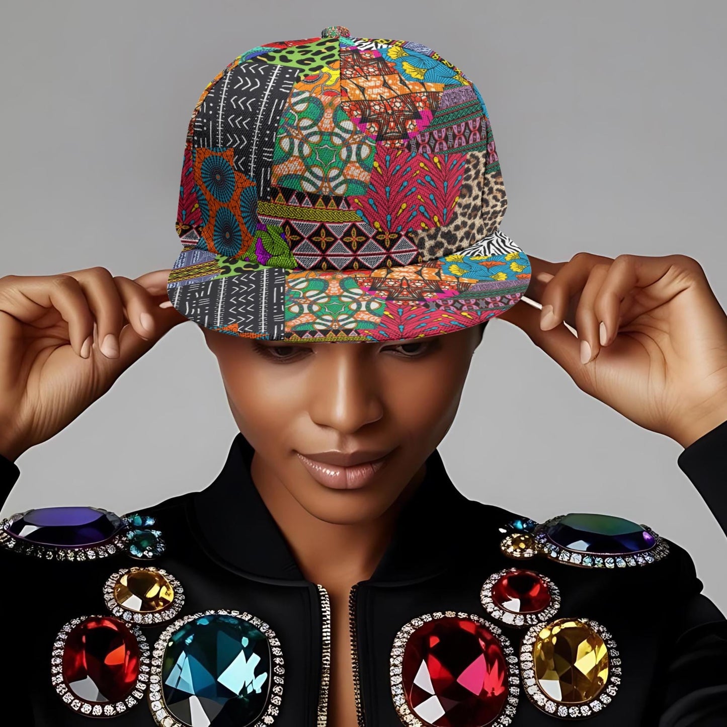 Ankara Print Snapback Hat: African Baseball Cap, Adjustable Flat Brim, Ready to Ship