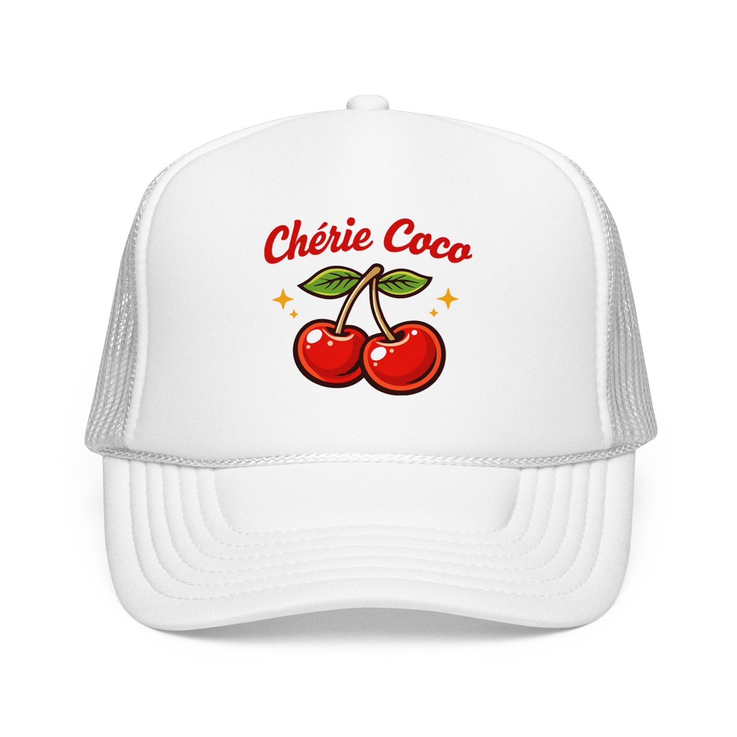 Chérie Coco Trucker hat , Cherry retro script design, Mother's Day Gift