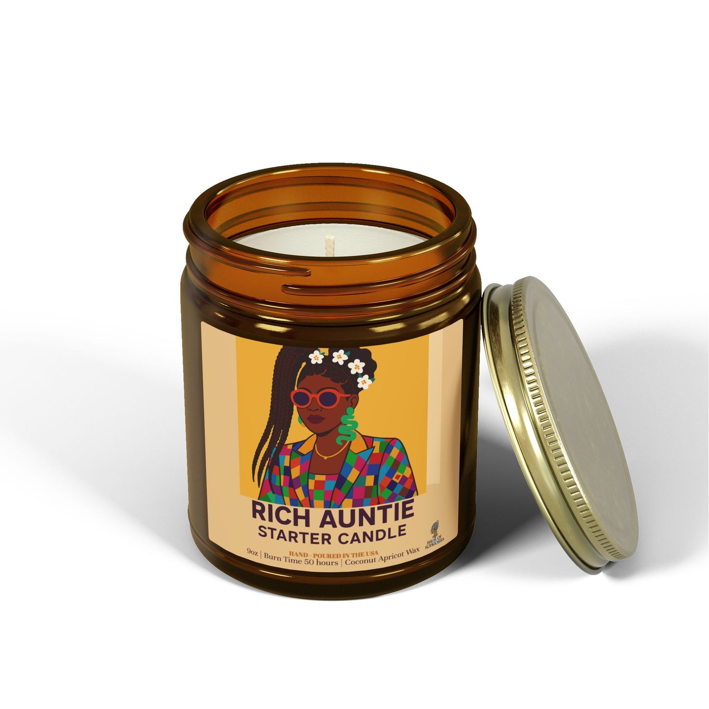Rich Auntie Coconut Apricot Wax Scented Candles (Color), Afrocentric Candle – African Inspired Home Decor,Home Fragrance Decor, Aromatherapy Gift, Relaxation Candle