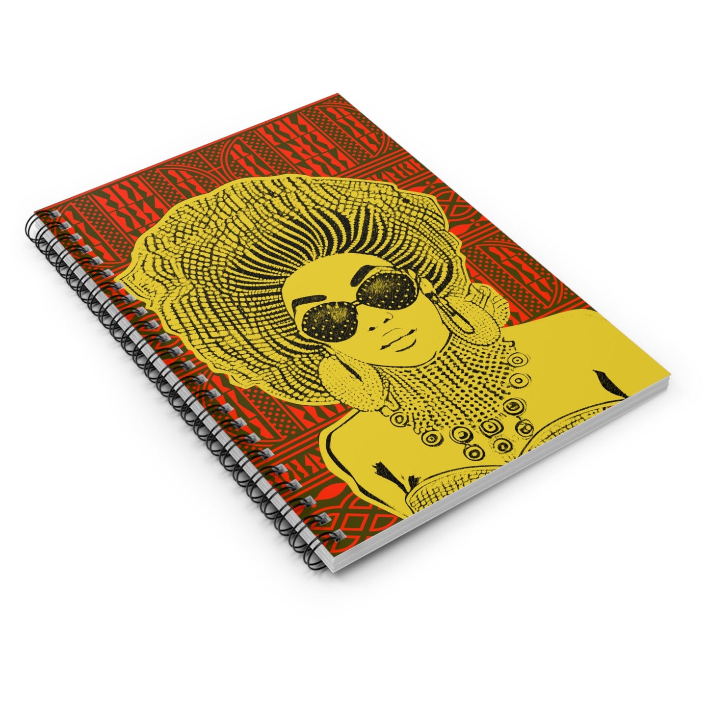 Madame Headtie Spiral Notebook: Black, White & Red Ndop Print