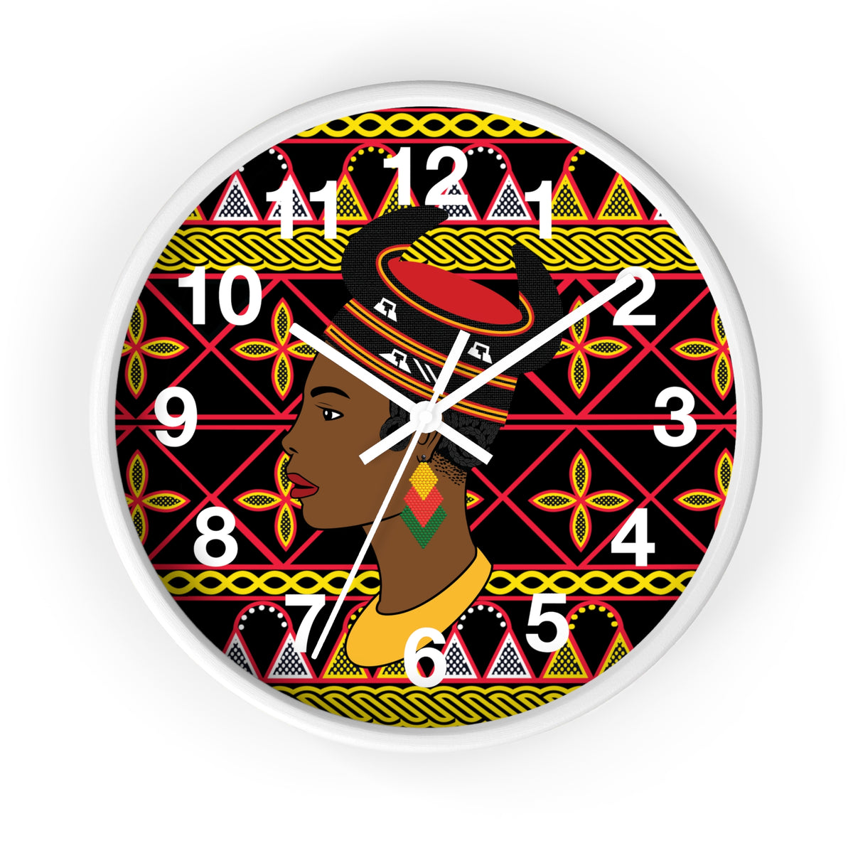 African Woman Wall Clock, Cameroonian Wood Bamenda Hat ToghuDecor