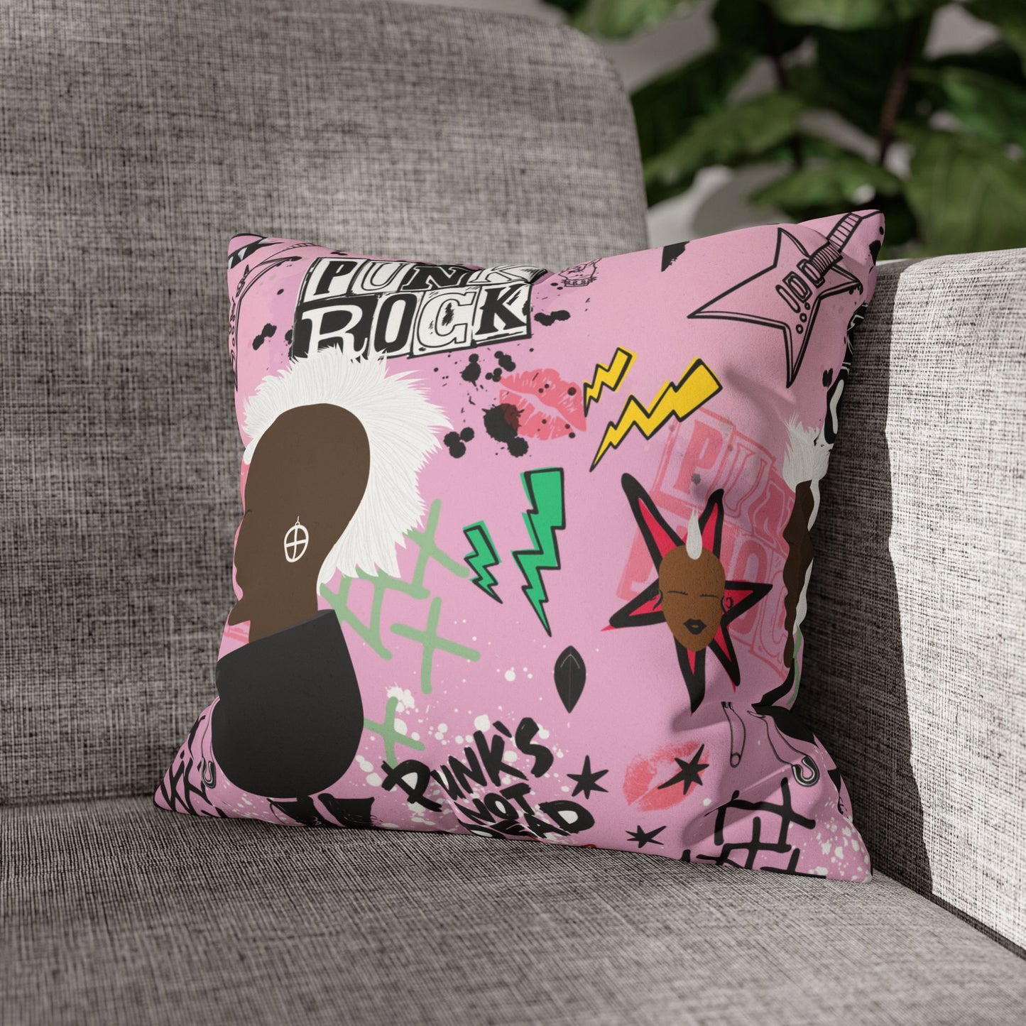 Punk Girl Pink Two-Sided Faux Suede Square Pillow Case