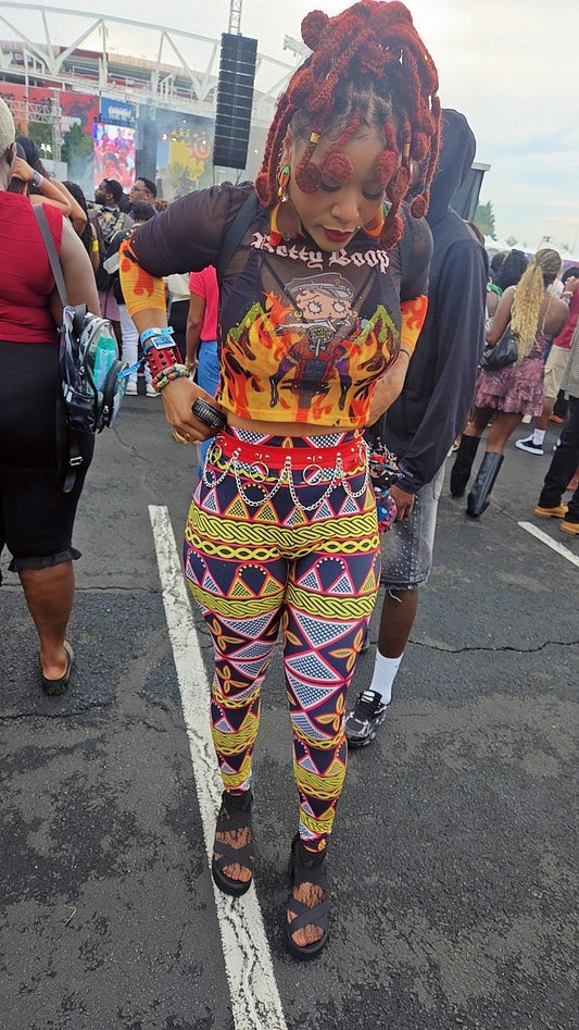 Cameroon Toghu Print Women's High-Waisted All-Over Print Leggings