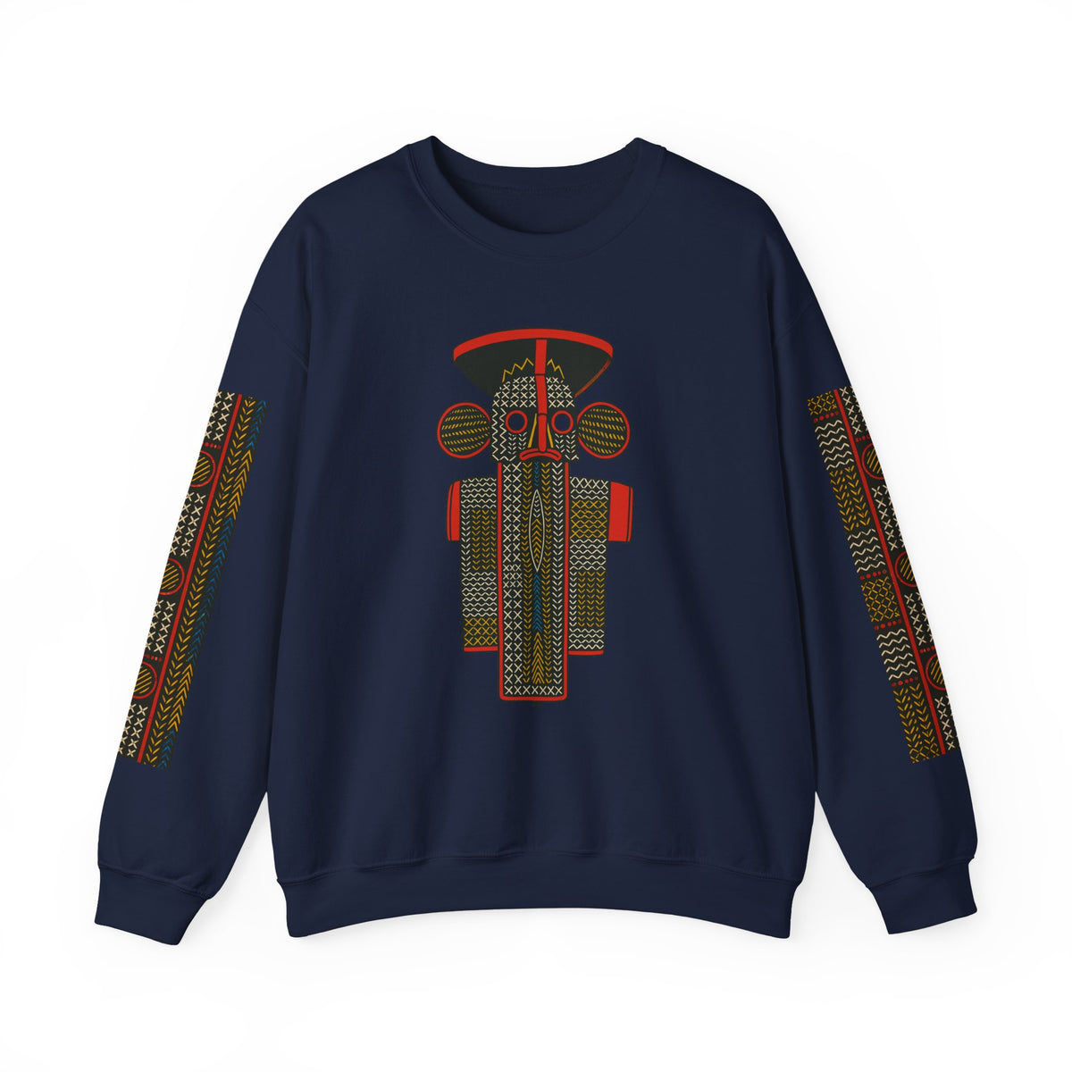 Unisex Elephant Mask Cotton Blend Sweatshirt, Colorful African-Inspired Crewneck
