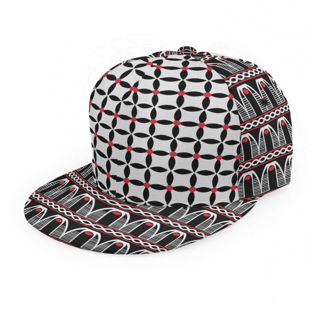 Black and White Toghu Print Cameroonian Snapback Hat