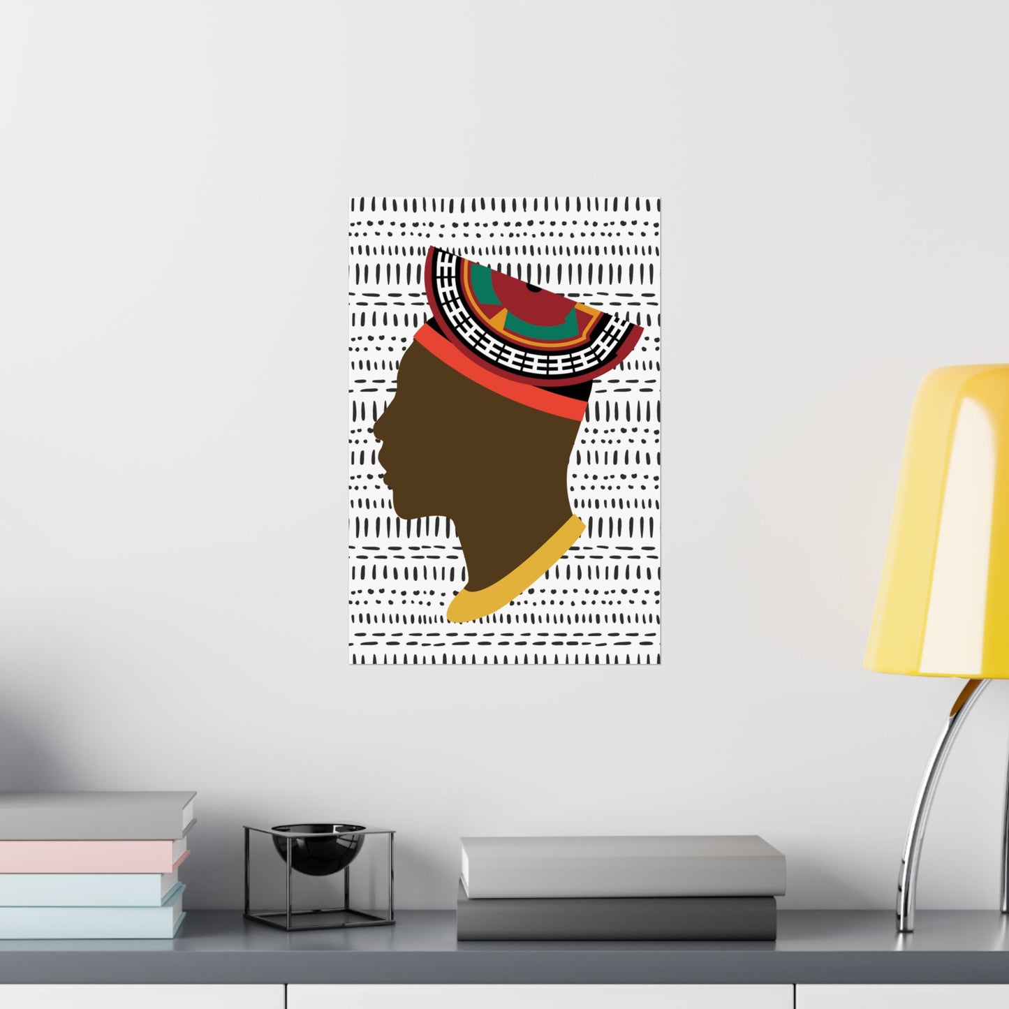 Man in Bamenda Hat White Mudcloth Premium Matte Vertical Posters