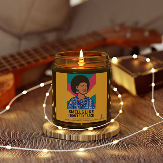 Colorful Smells like I don't text back Funny Coconut Apricot Wax Scented Candles, Afrocentric Candle,Home Fragrance Decor, Aromatherapy Gift, Relaxation Candle