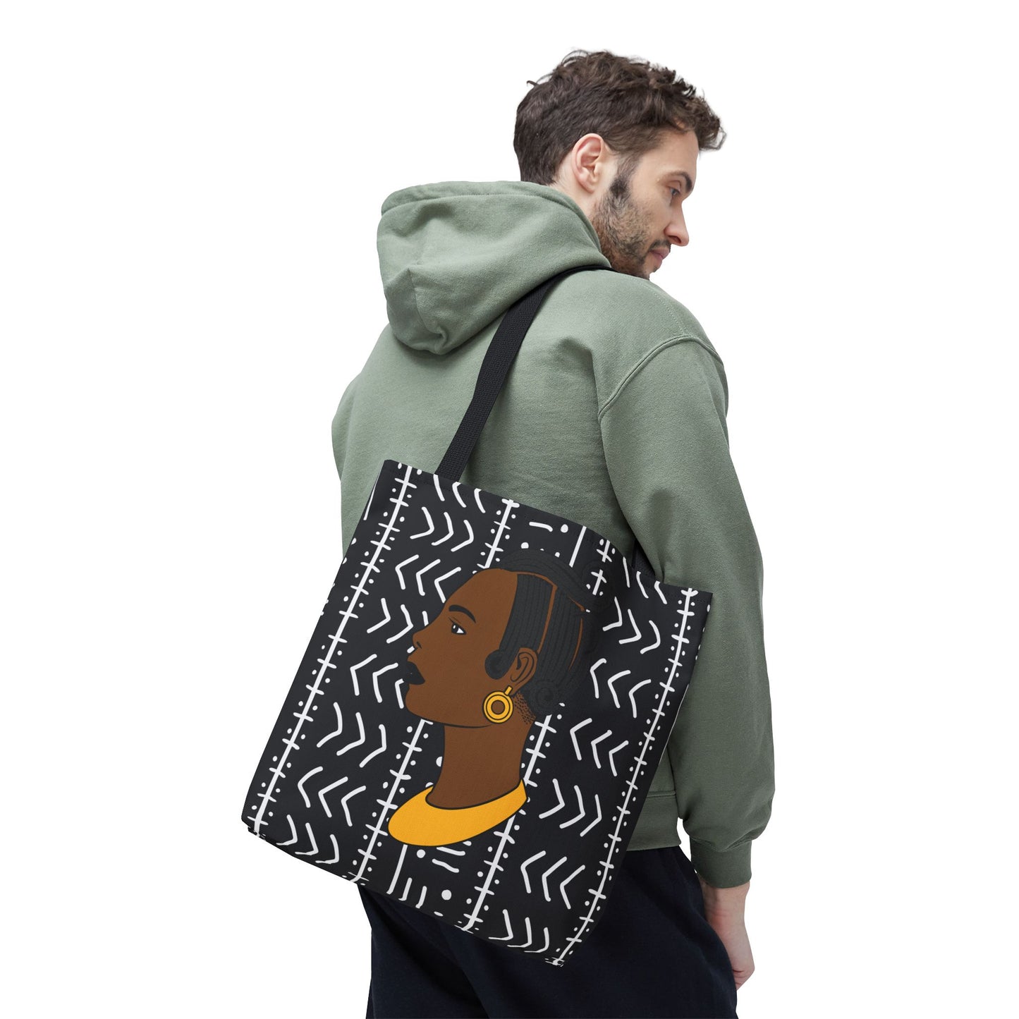 Lady Kongossa on Black Mudcloth Canvas Tote Bag