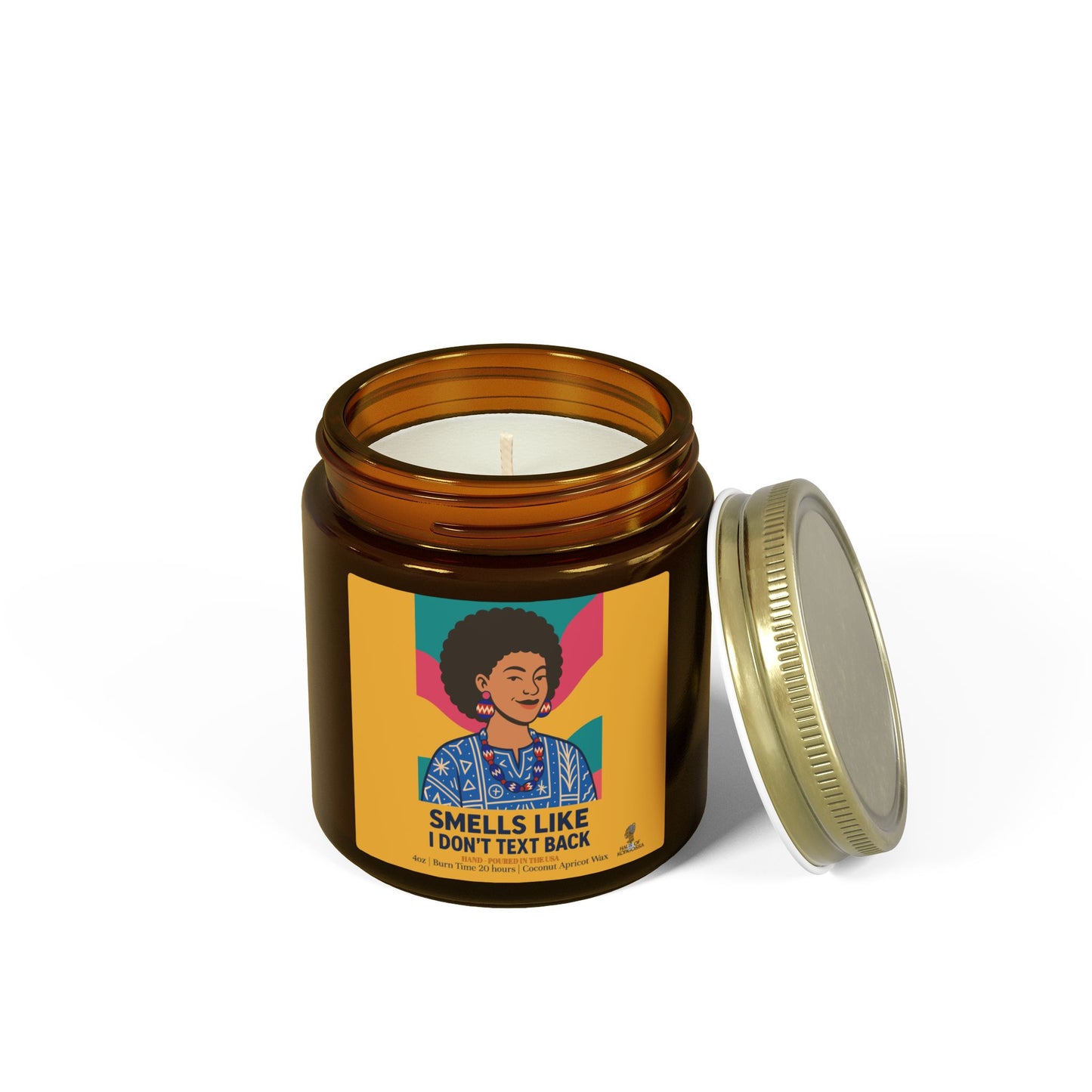 Colorful Smells like I don't text back Funny Coconut Apricot Wax Scented Candles, Afrocentric Candle,Home Fragrance Decor, Aromatherapy Gift, Relaxation Candle