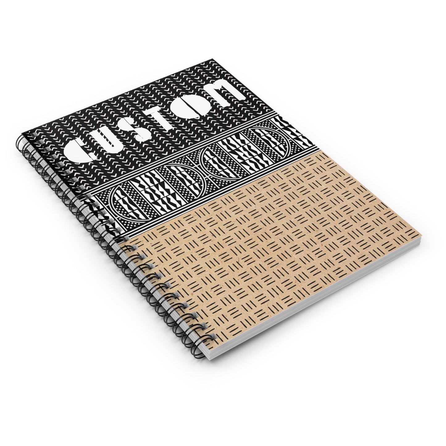 Custom Personalized Mixed Mudcloth and Ndop - Front Cover Spiral Notebook - Ruled Line