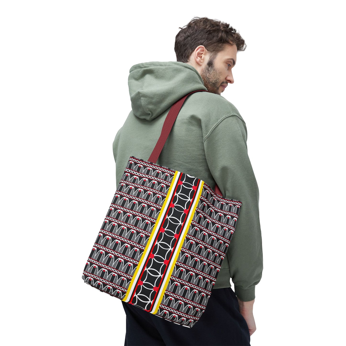 Toghu BW Bells with Flora Strip Tote - Two-Sided Design AOP Bag