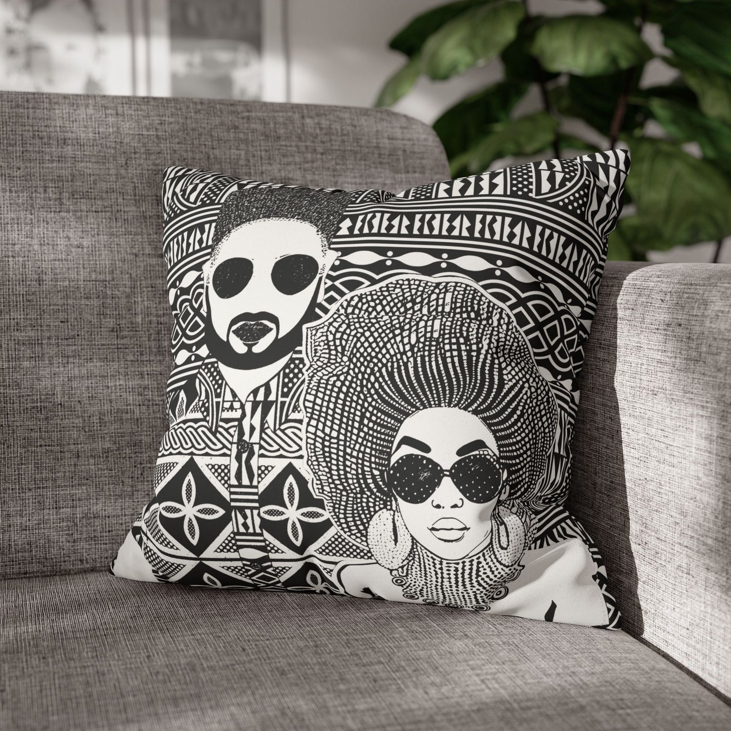 The Moussas(BW) Faux Suede Square Pillow Case