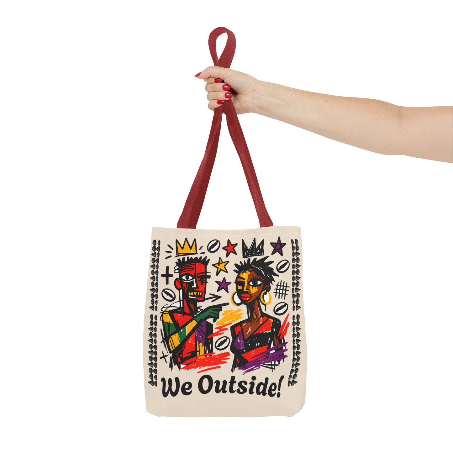 We Outside! Canvas Tote Bag, Abstract Couple Artwork Print , Street Art Design