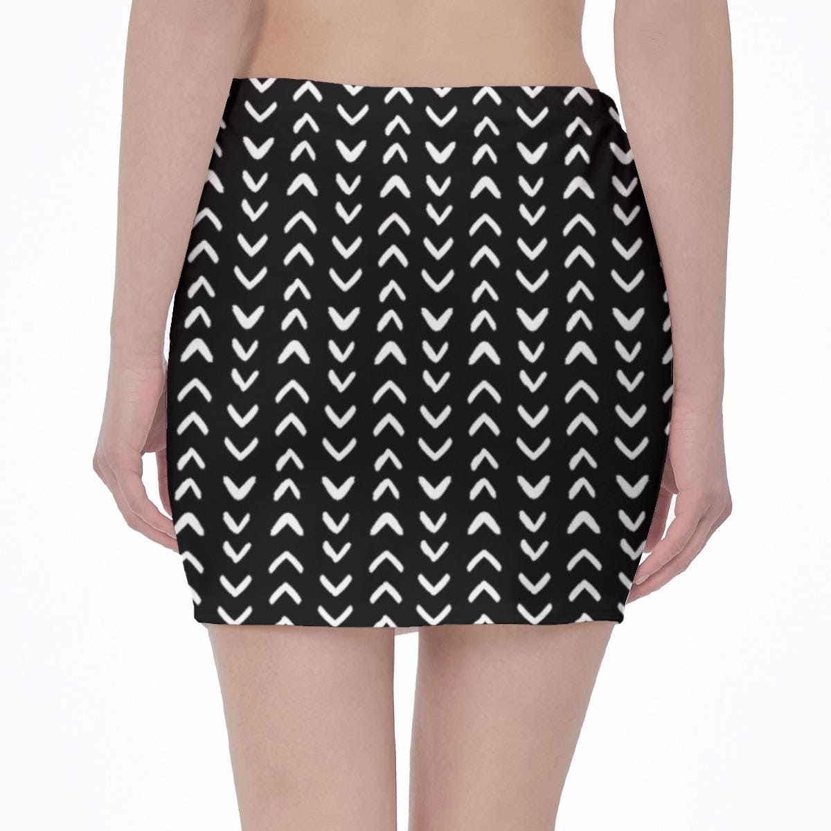 Mudcloth Toghu Print Mini Skirt: High Waist Party Outfit, Ready to Ship