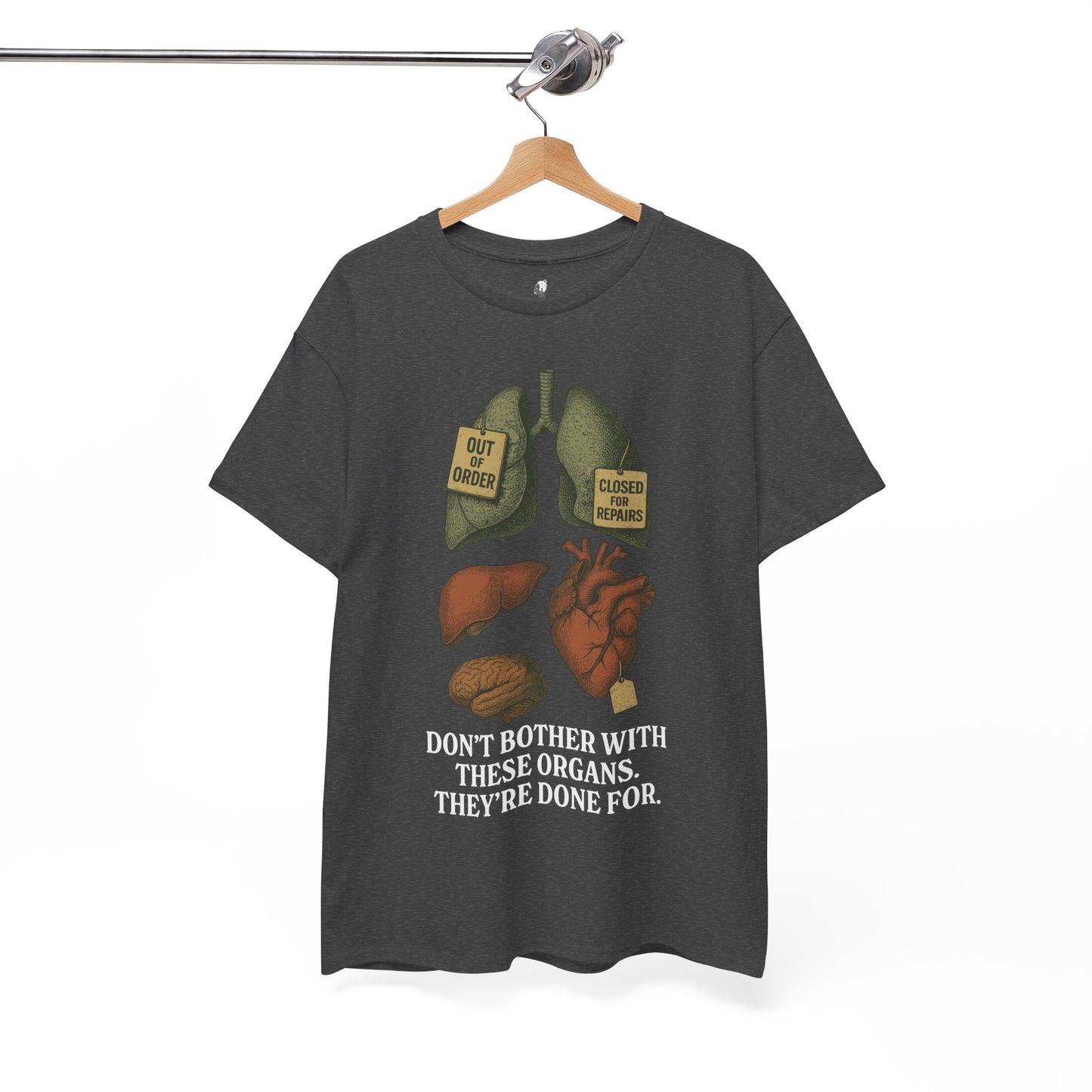 Funny Anatomy T-Shirt, Don't Bother With These Organs Graphic Tee, Unisex Heavy Cotton Shirt, Dark Humor Gift, Sarcastic Science Shirt