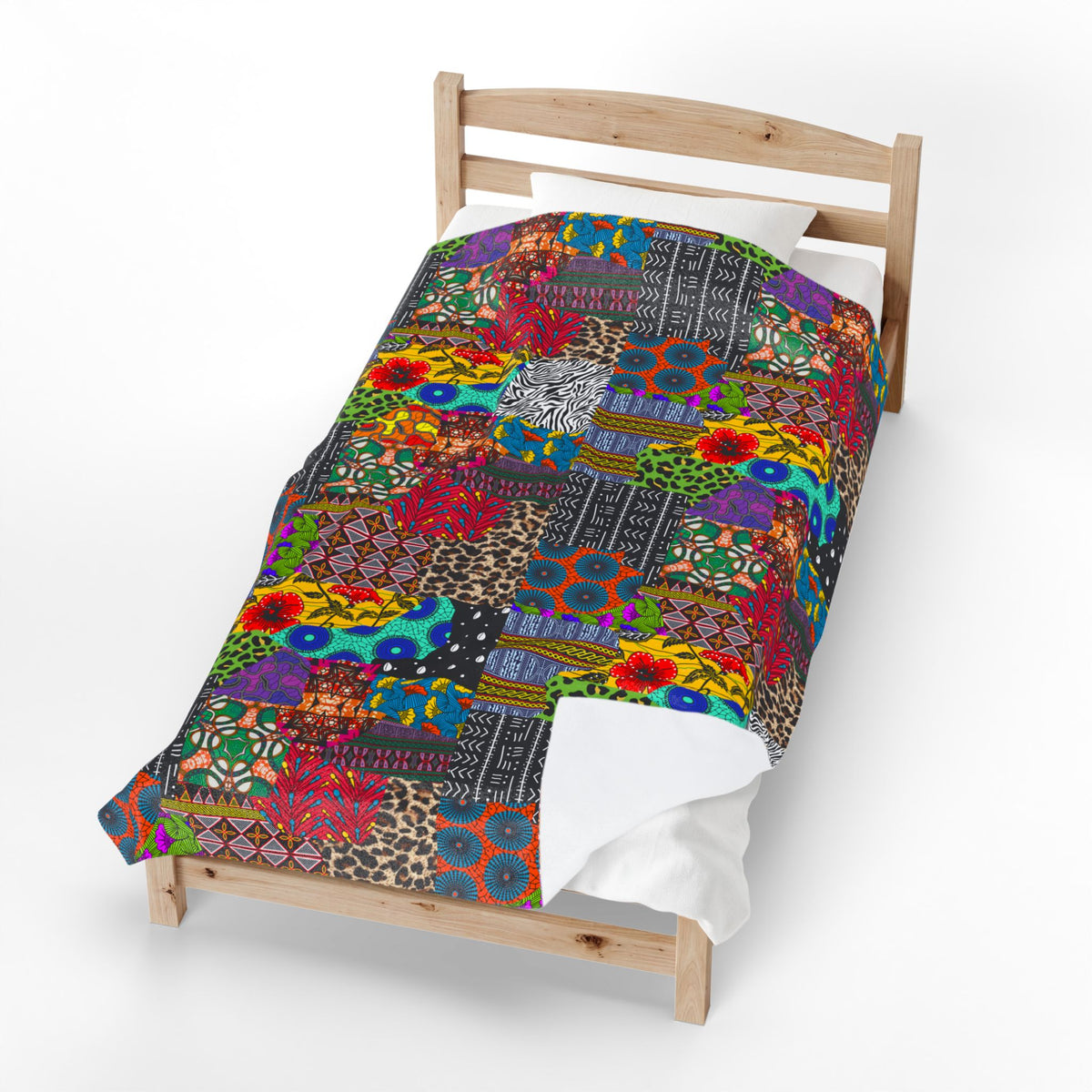 Afrik Quilt African Print Velveteen Plush Blanket
