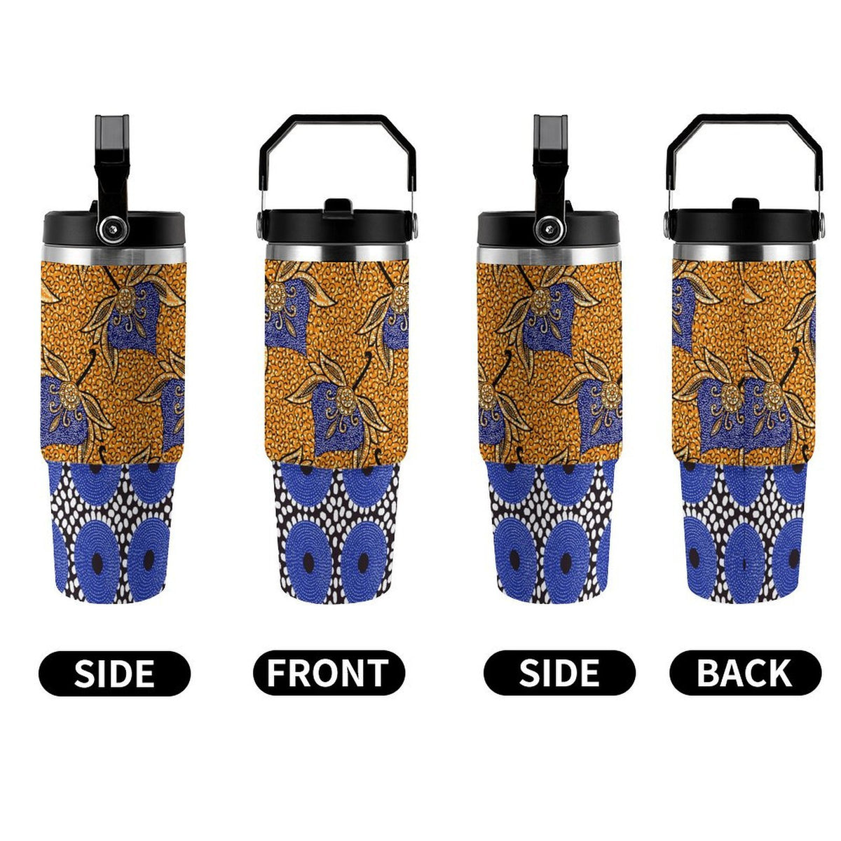 Ankara brown and blue circles 30oz Travel Tumbler Stainless Steel