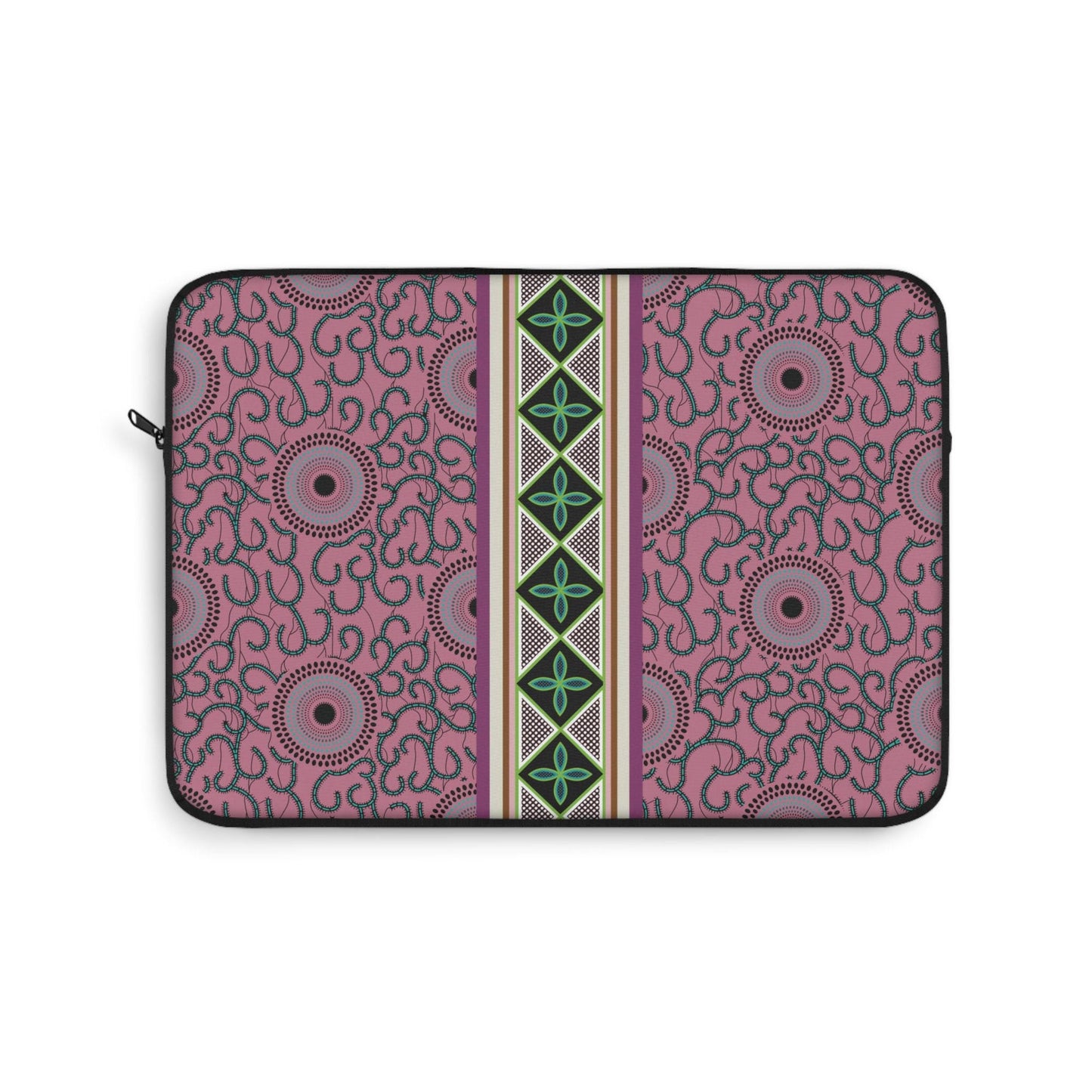 Ankara Pink Swirls with Strip Laptop Sleeve - Front Print, Pro Macbook Air Sleeve