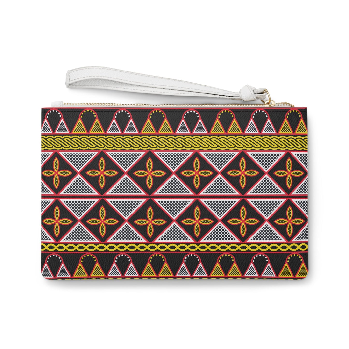 Vegan Leather Wristlet Clutch: Toghu African Print Evening Bag