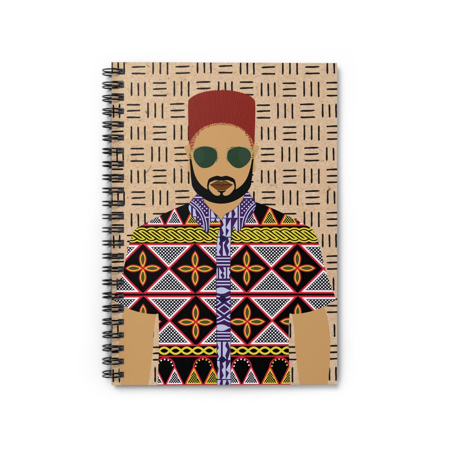 Phillipe(Sand) on Cork Mudcloth Spiral Notebook, Front Cover Print - Ruled Lines