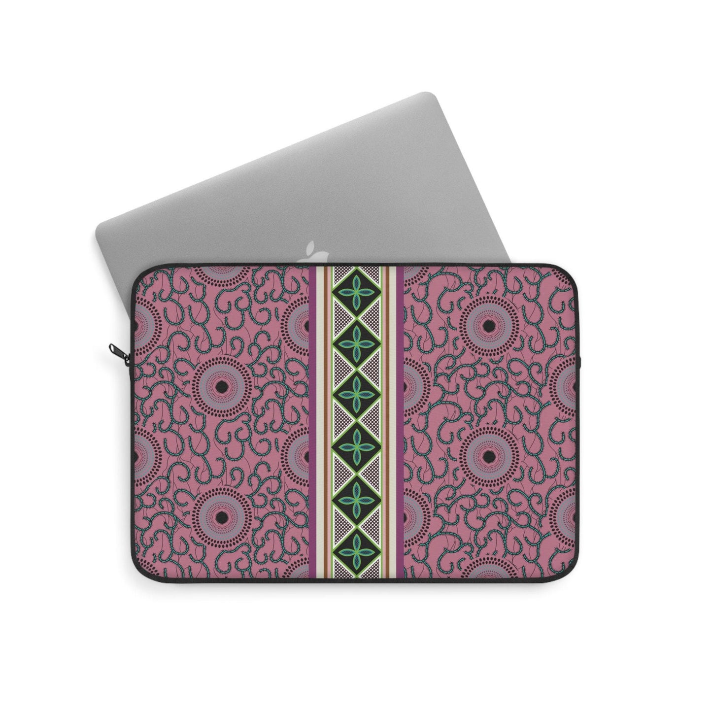 Ankara Pink Swirls with Strip Laptop Sleeve - Front Print, Pro Macbook Air Sleeve