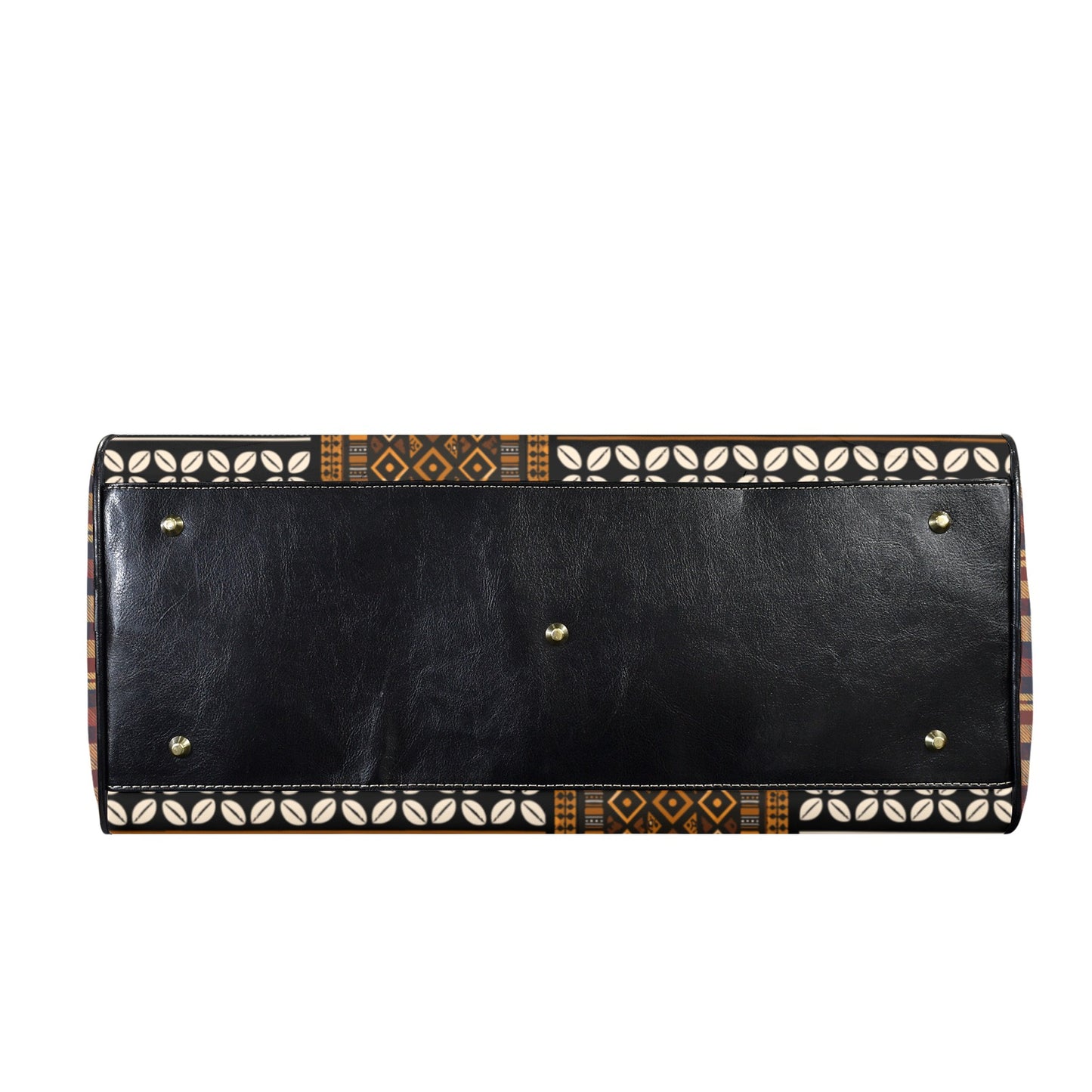 NEW Vegan Leather Mudcloth & Cowries Print Travel Bag