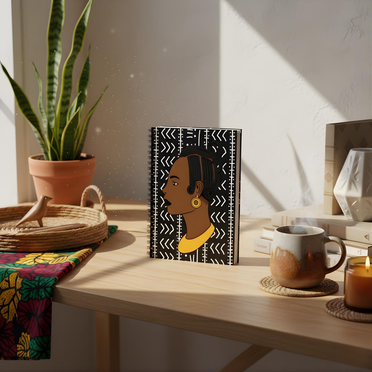 Lady Kongossa Spiral Notebook: African Mudcloth Print Journal