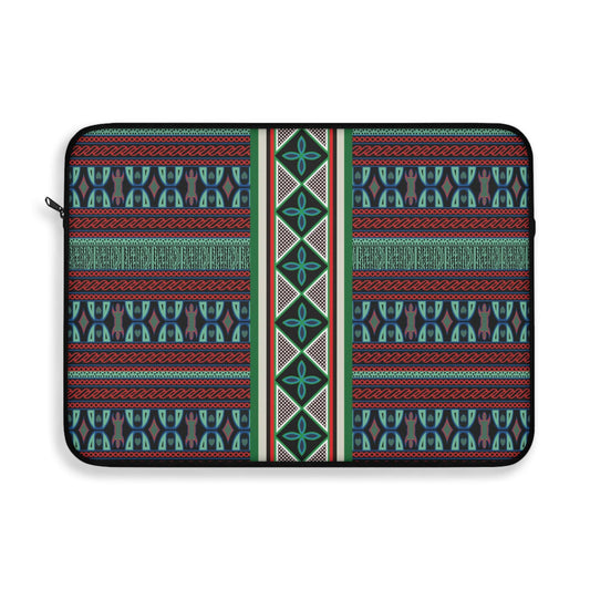 Aqua Red Toghu with Strip Laptop Sleeve - Front Print, Pro Macbook Air Sleeve