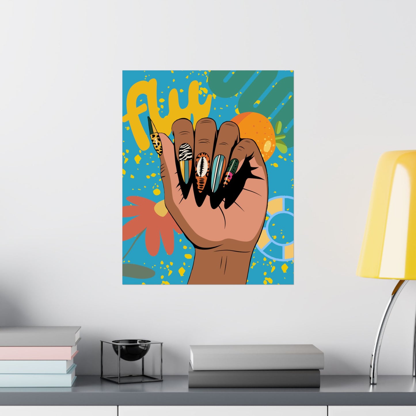 Fly Nails Hand-some Satin Poster, Nail Design Wall Art, Modern Home Decor, Boho Aesthetic, Nail Tech Gift Idea, Bohemian Wall Hanging