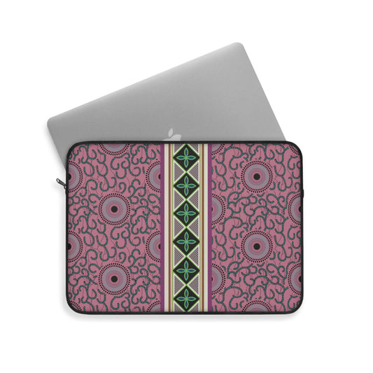 Ankara Pink Swirls with Strip Laptop Sleeve - Front Print, Pro Macbook Air Sleeve
