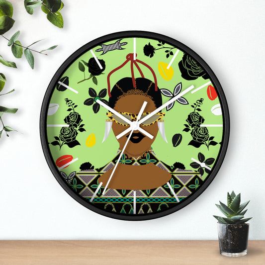Floral Wood Wall Clock, 10" x 10" Silent AA, Wood Frame (25.4 Cm)