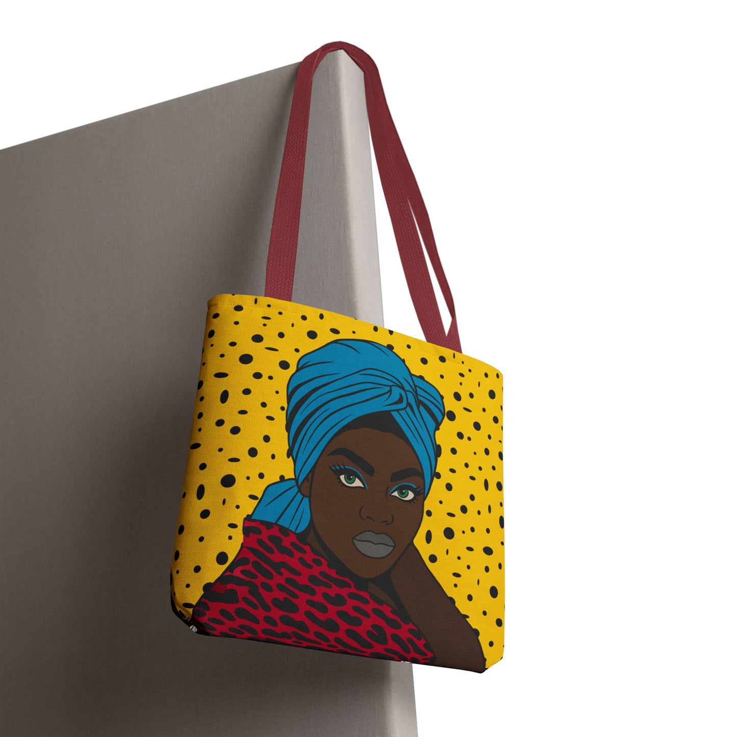 Turbanique Afro Glam Tote Bag, Black Woman, Cheetah Print, "VaVa Voom" Back