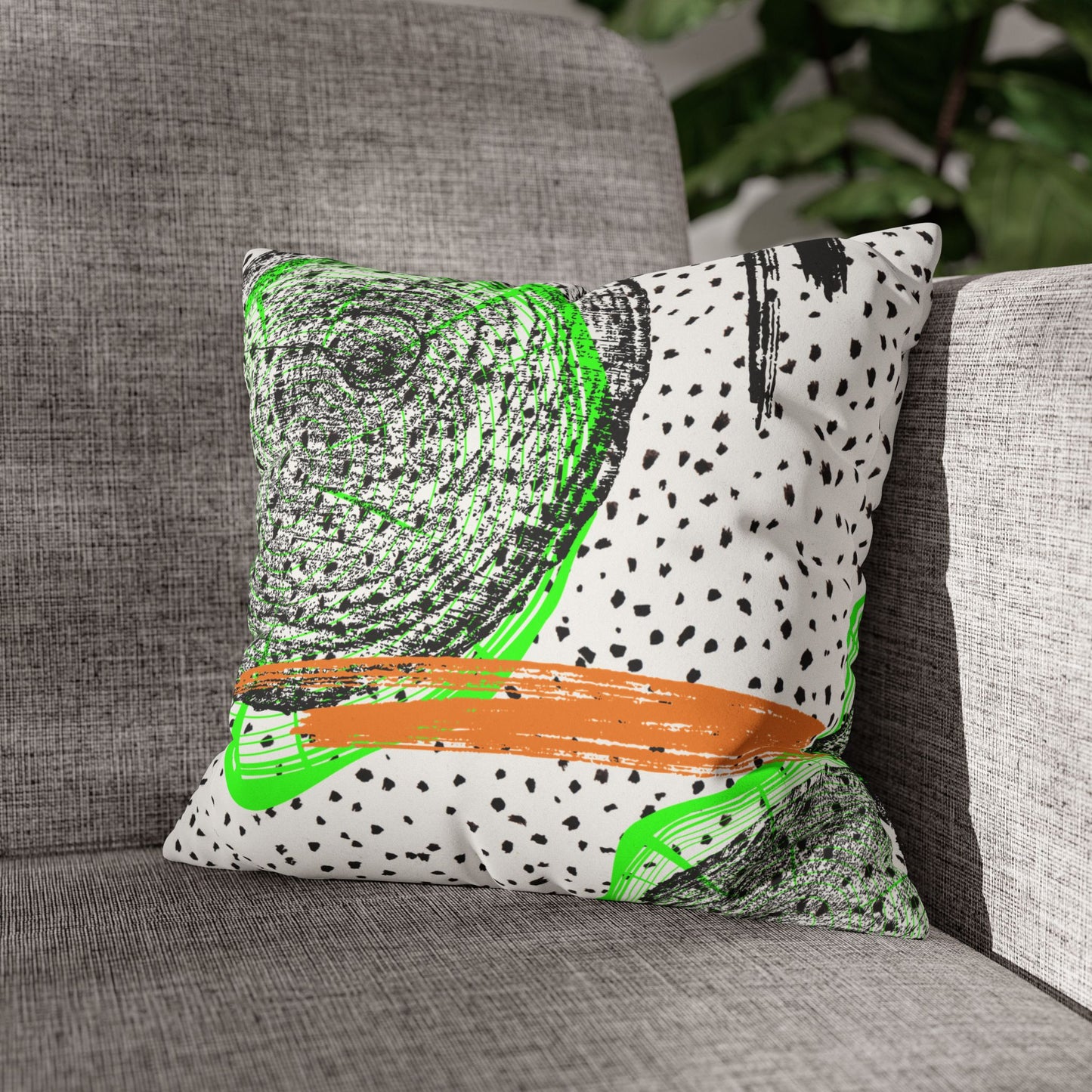 Cheetahs and Abstract Rings Faux Suede Square Pillow Case