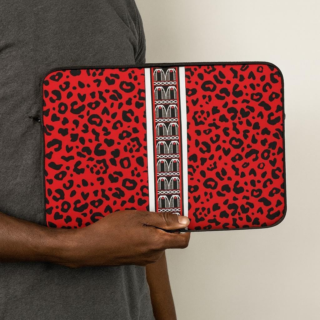 Leopard & Toghu Stripe Laptop Sleeve: Padded Protective Computer Case, Pro Macbook Air Sleeve