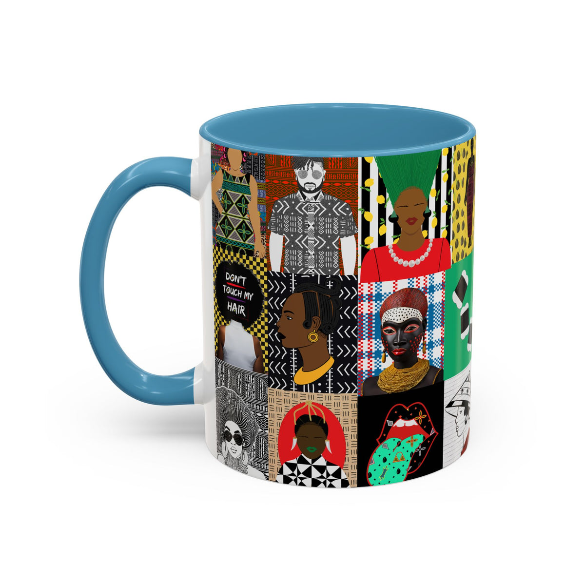 African Pipo Accent Coffee Mug - 11oz, 15oz, 4 Colors, 2 Sizes, Unique Ethnic Design, Kitchenware, Tea Cup, Home Decor, Drinkware