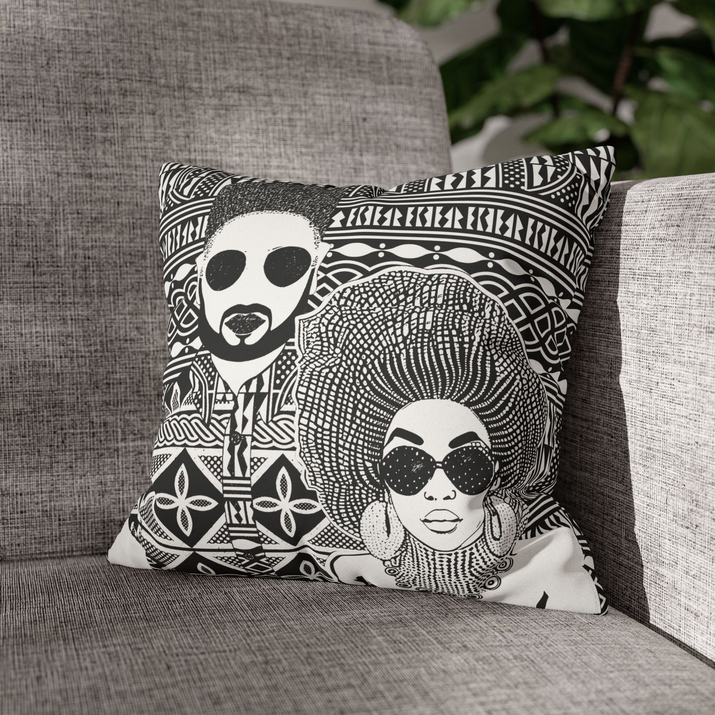 The Moussas(BW) Faux Suede Square Pillow Case
