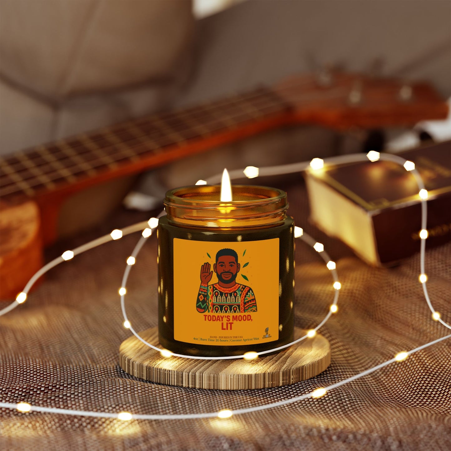 Today's Mood, LIT Coconut Apricot Wax Scented Candles (Color), Afrocentric Candle, Home Fragrance Decor, Aromatherapy Gift, Relaxation Candle