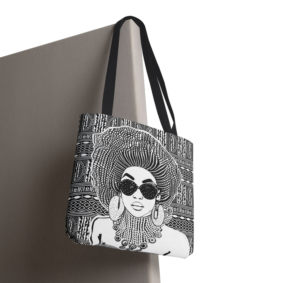 Madame Headtie(BW) on BW Ndop Tote AOP Tote Bag